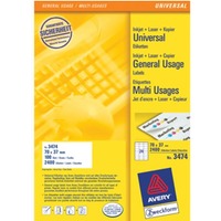 Uniwersalne etykiety na arkuszu A4 pakowane po 100 arkuszy, 70 x 37, 3474